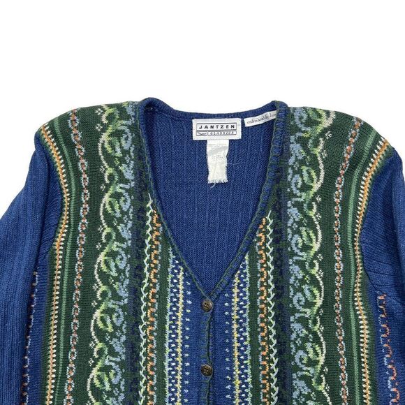 Jantzen Sweater Women's Size Vintage XL Blue Button Front Cardigan Sweater - Picture 3 of 11